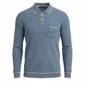 Paisley & Gray Men's Slim-Fit Tipped Polo Shirt Artic Blue Size- XL new